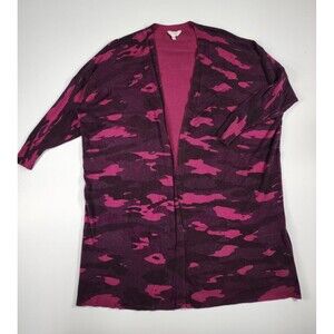 Terra Sky Cardigan Womens 3X Open Front Magenta Black CAMO Print